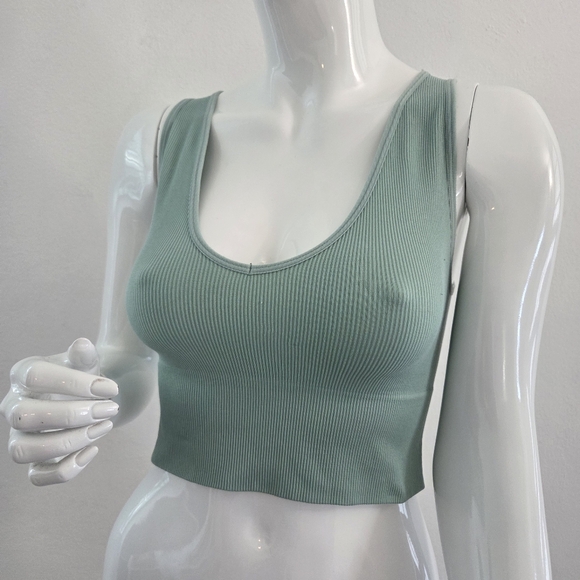 Forever 21 Tops - Forever 21 Ribbed Sage Green Crop Tank  Medium/Large